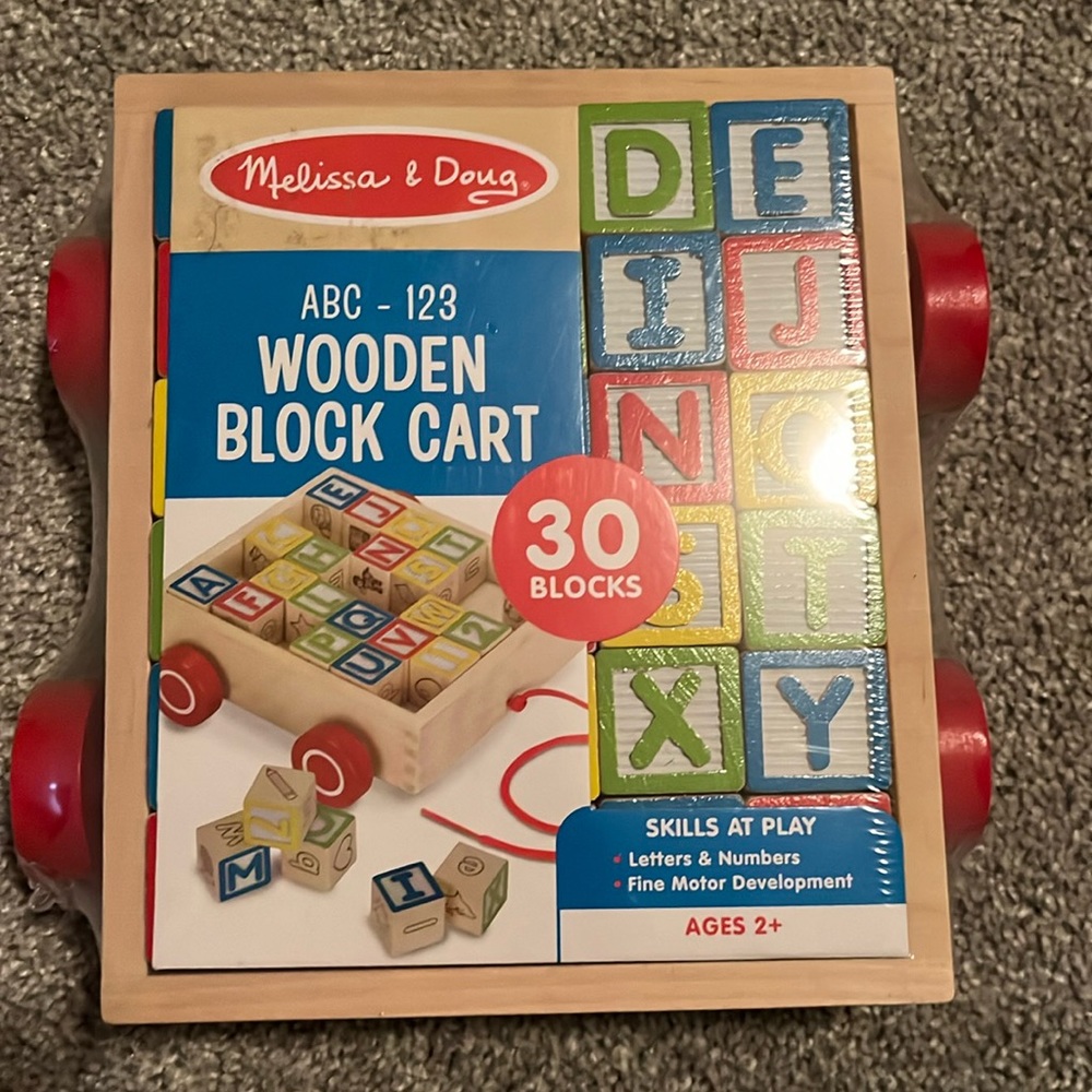 Melissa and Doug wooden block cart